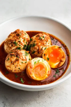Egg in peppered sauce